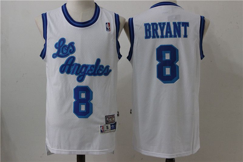 Men Los Angeles Lakers 8 Bryant White Throwback NBA Jerseys